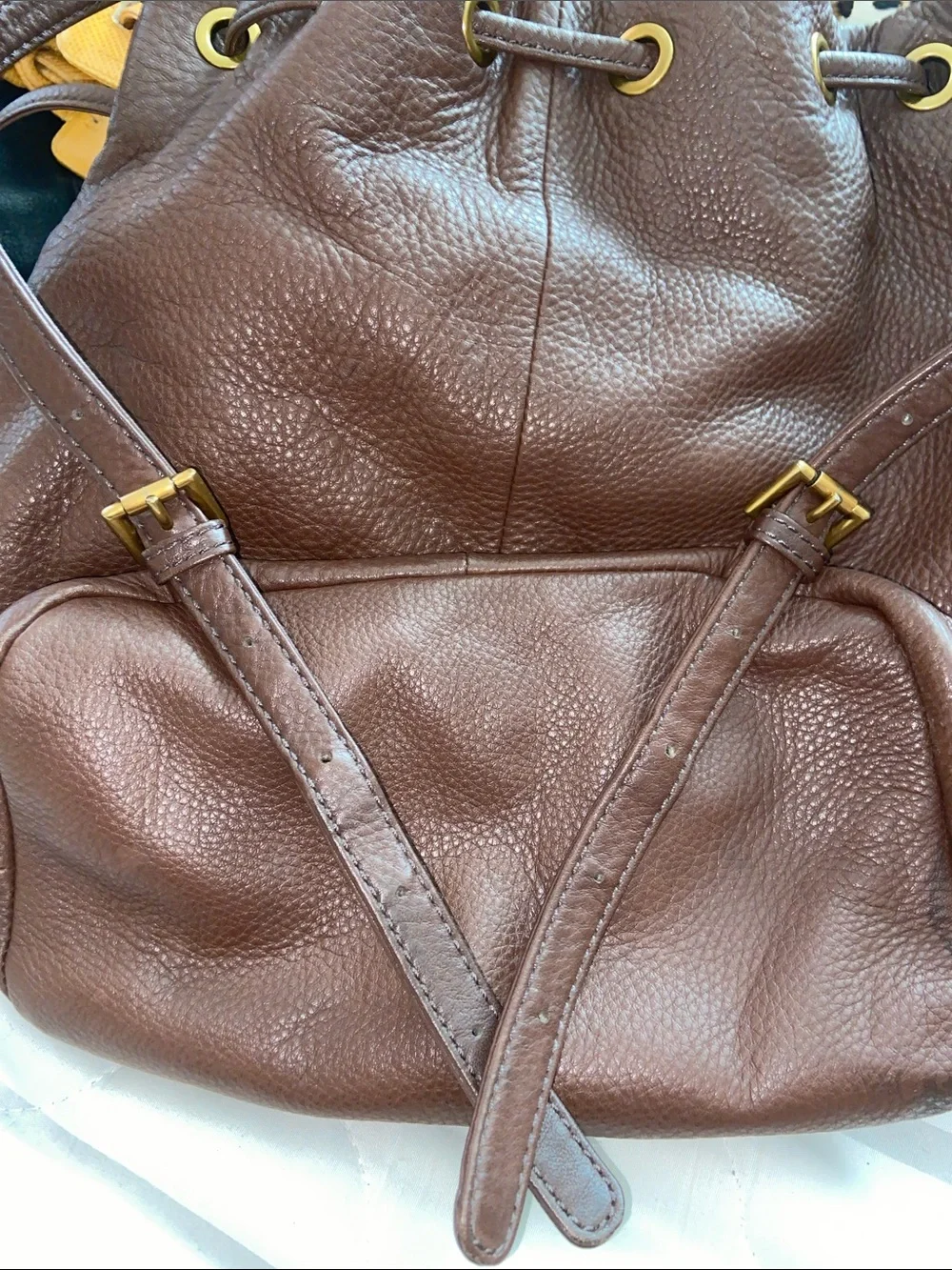 VTG HOBO RIVER BLAZE BAG Bucket Convertible Backpack BROWN LEATHER 90s Y2K